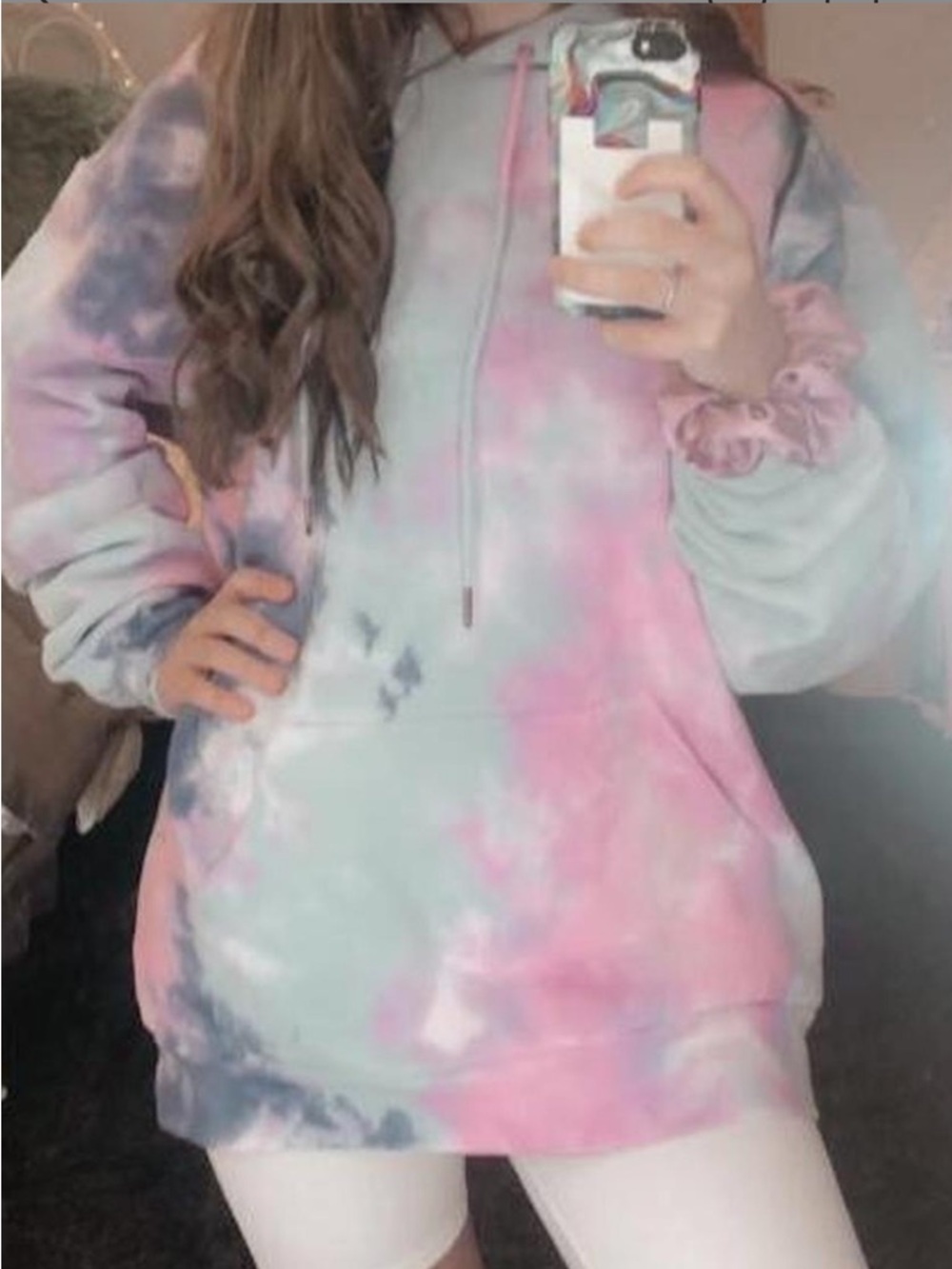 Forever 21 Pink and Blue Tie-Dye Hoodie